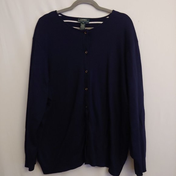 Lauren Ralph Lauren Sweaters - Lauren Ralph Lauren blue or blue and white reversible snap very soft cardigan sw